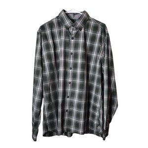 Van Heusen Green Plaid Casual Button Down Shirt